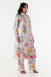 Stitched Floral Crepe Shirt + Culotte